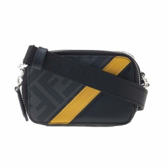 FENDI FF Diagonal Stripe Black Mini Camera Crossbody Bag