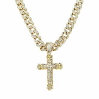 18K Gold Crystal Cross