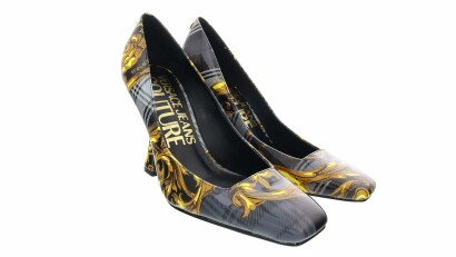 Purple Gold Plaid Baroque Pump